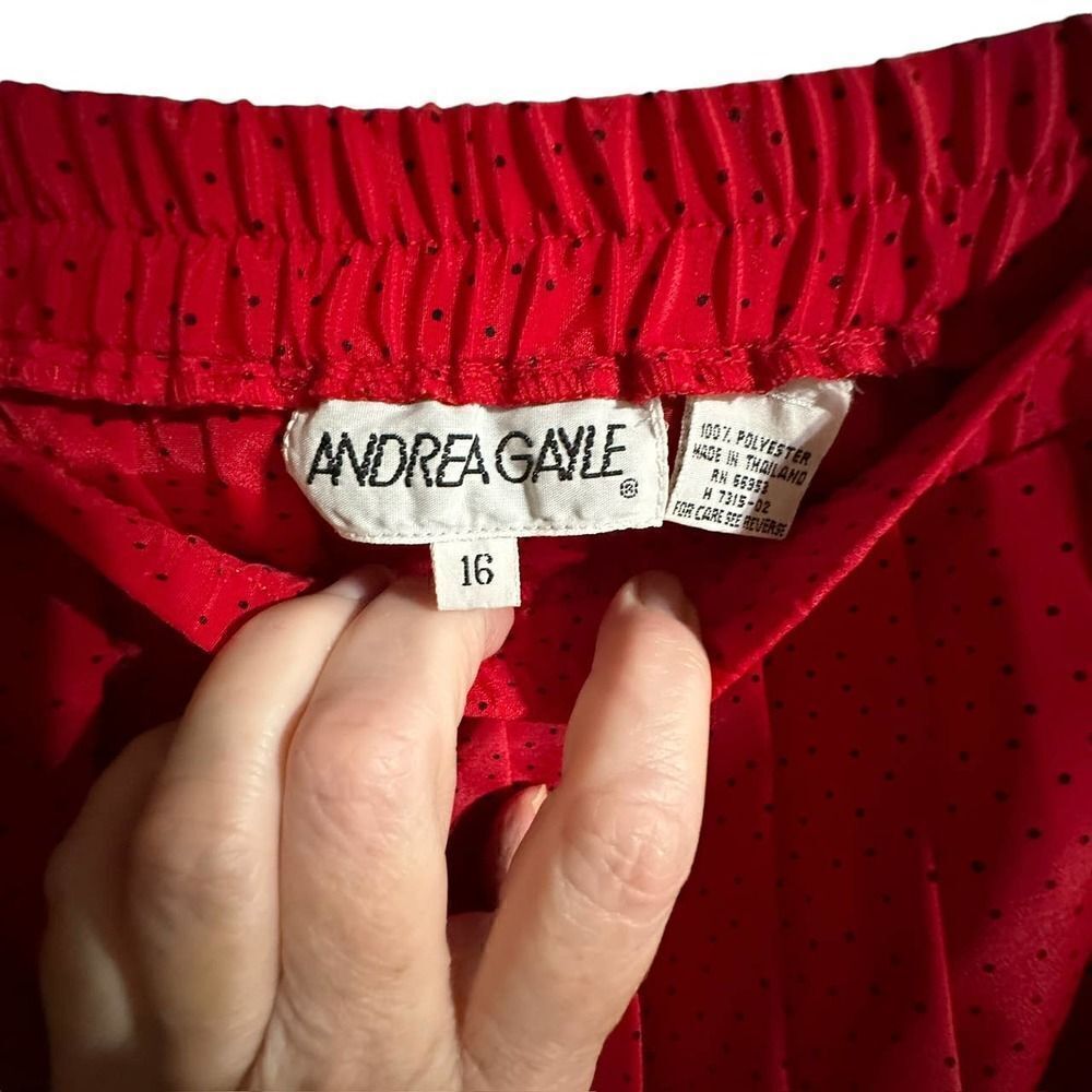 Vintage Andrea Gayle Two Piece Red & Black Dotted Skirt Set - Picture 10 of 16